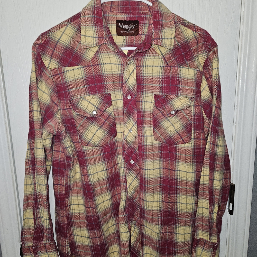 Wrangler Red and Yellow Plaid Men's Shirt